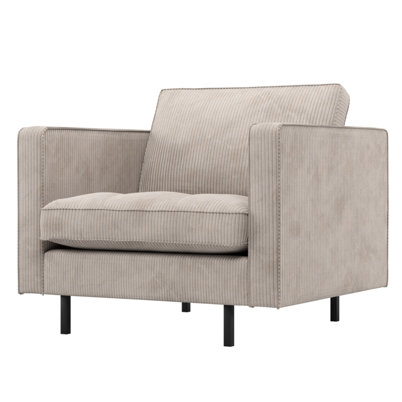 WOOOD-collectie Rodeo Classic Armchair Ribbed Fabric Ecru