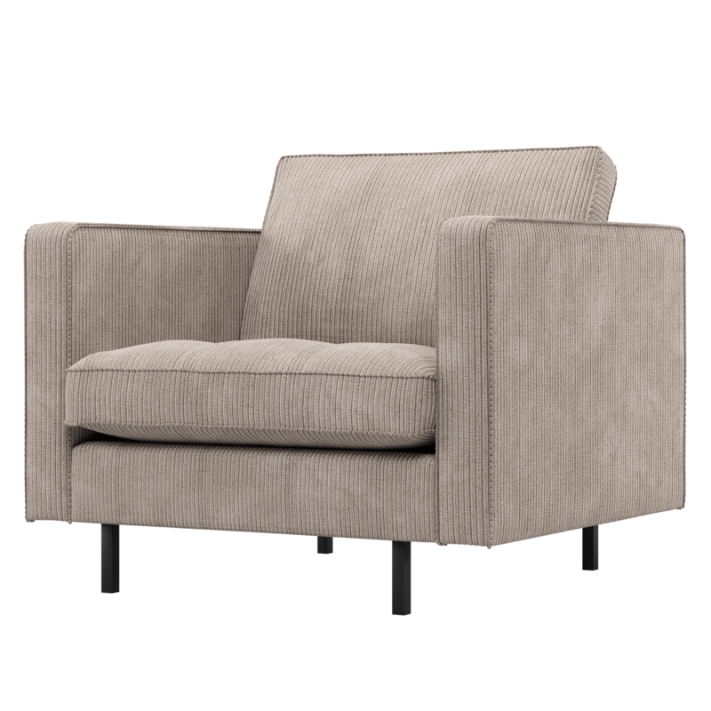 WOOOD-collectie Rodeo Classic Fauteuil Ribstof Donkerzand