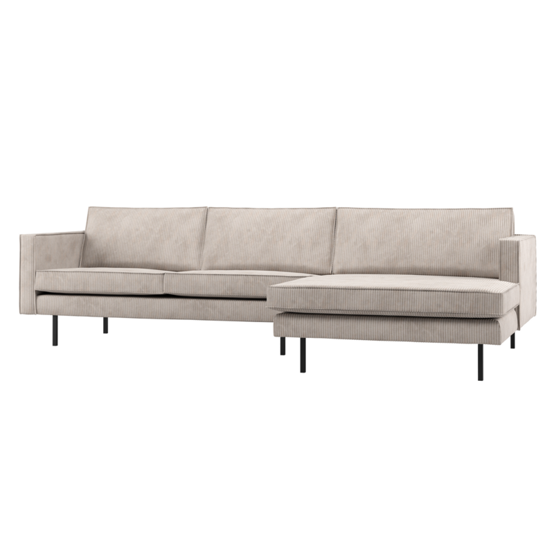 WOOOD-collectie Rodeo Chaise Longue Bank Rechts Ribstof Ecru