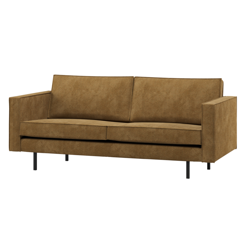 WOOOD-collectie Rodeo 2.5-Seater Sofa Ribbed Fabric Honey Yellow