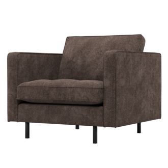WOOOD Rodeo Classic Armchair Ribbed Fabric Brown