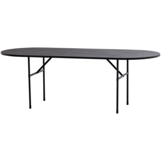 WOOOD Arthur Oval Dining Table with H-Leg Oak Black [FSC]