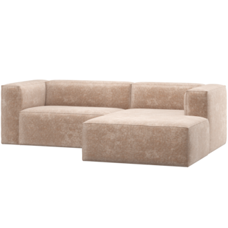 WOOOD Bean Chaise Longue Bank Rechts Chenille Velvet Naturel