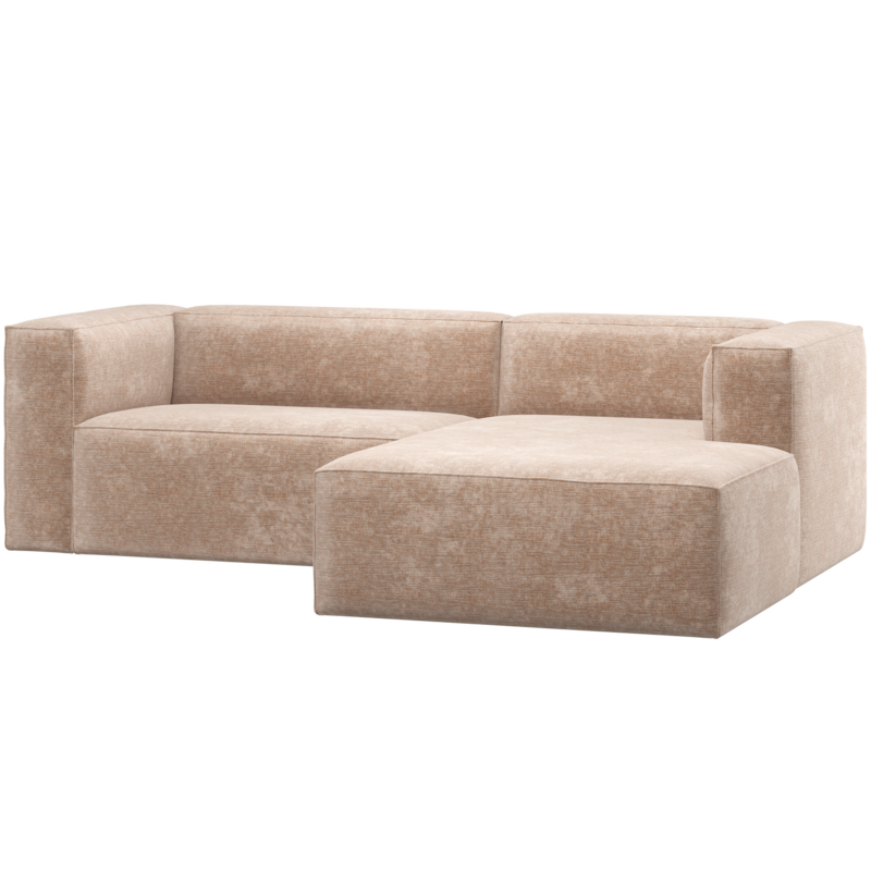 WOOOD-collectie Bean Chaise Longue Bank Rechts Chenille Velvet Naturel