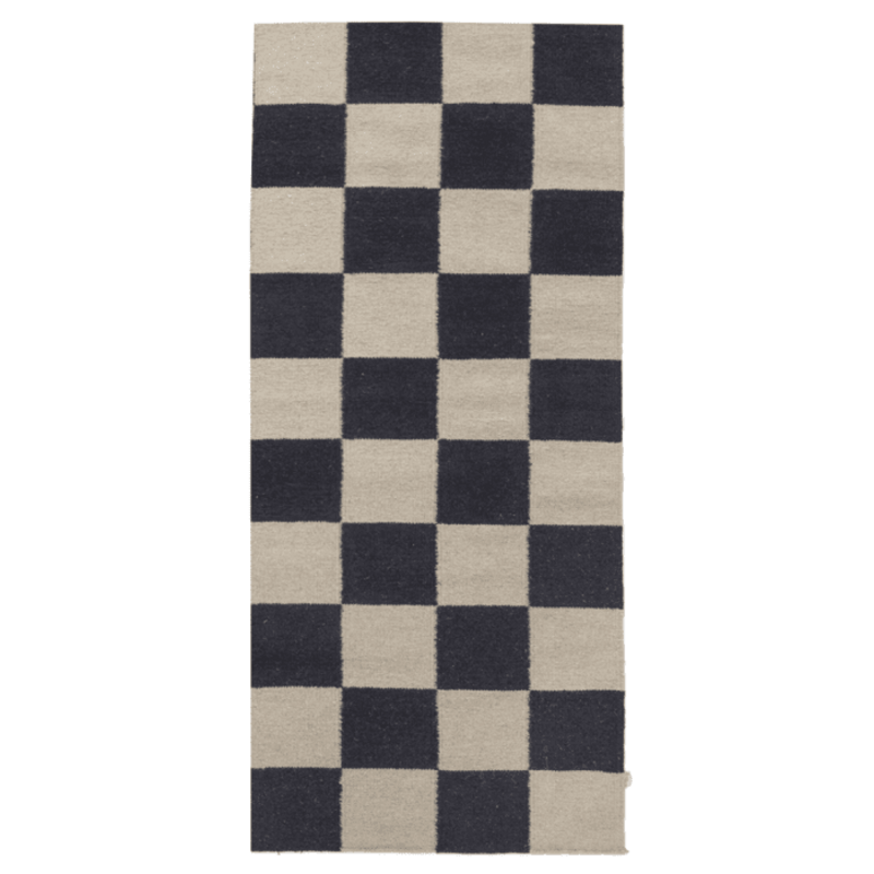 Classic Collection Loper Squares Zwart/Naturel  80x200 cm