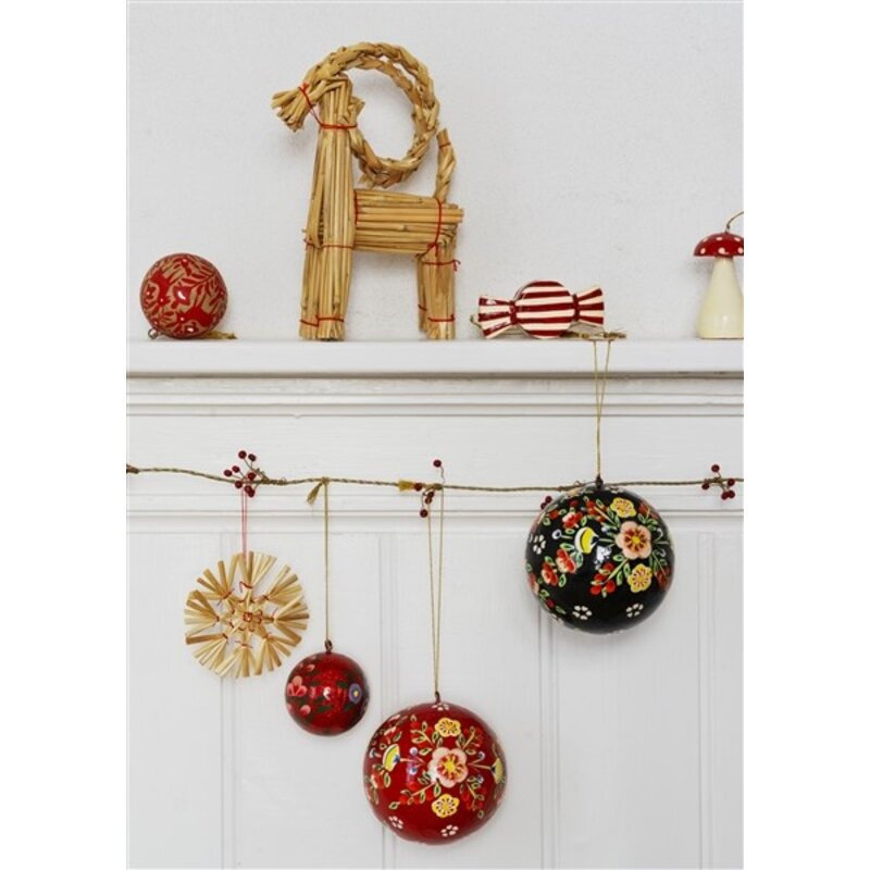 Madam Stoltz-collectie Handmade paper mache christmas ball Black, multi coloured