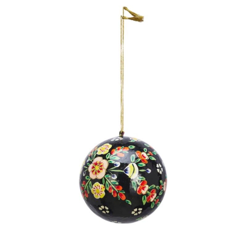 Madam Stoltz-collectie Handmade paper mache christmas ball Black, multi coloured