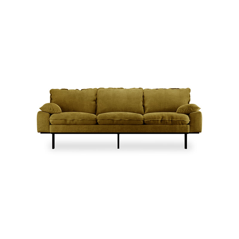 HKLIVING-collectie Retro sofa 3-seats royal velvet olive