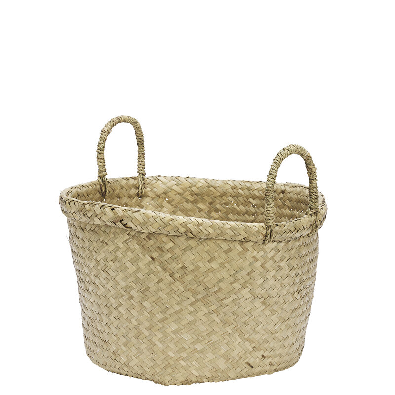 Madam Stoltz-collectie Seagrass basket w/ handles Natural