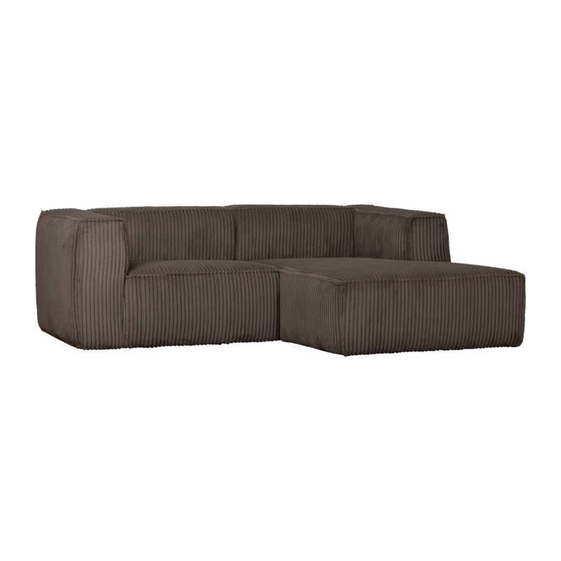 WOOOD-collectie BEAN CHAISE LONGUE BANK RECHTS RIBSTOF MUD