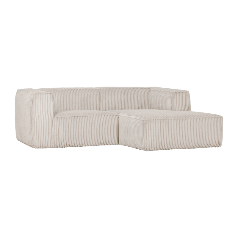 WOOOD-collectie BEAN CHAISE LONGUE BANK RECHTS RIBSTOF NATUREL