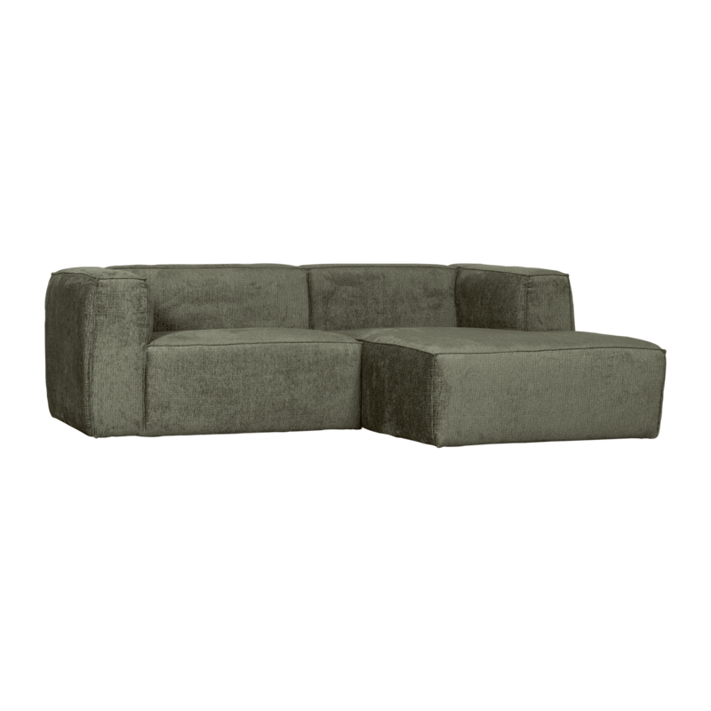 WOOOD-collectie BEAN CHAISE LONGUE BANK RECHTS STRUCTURE VELVET MOSS