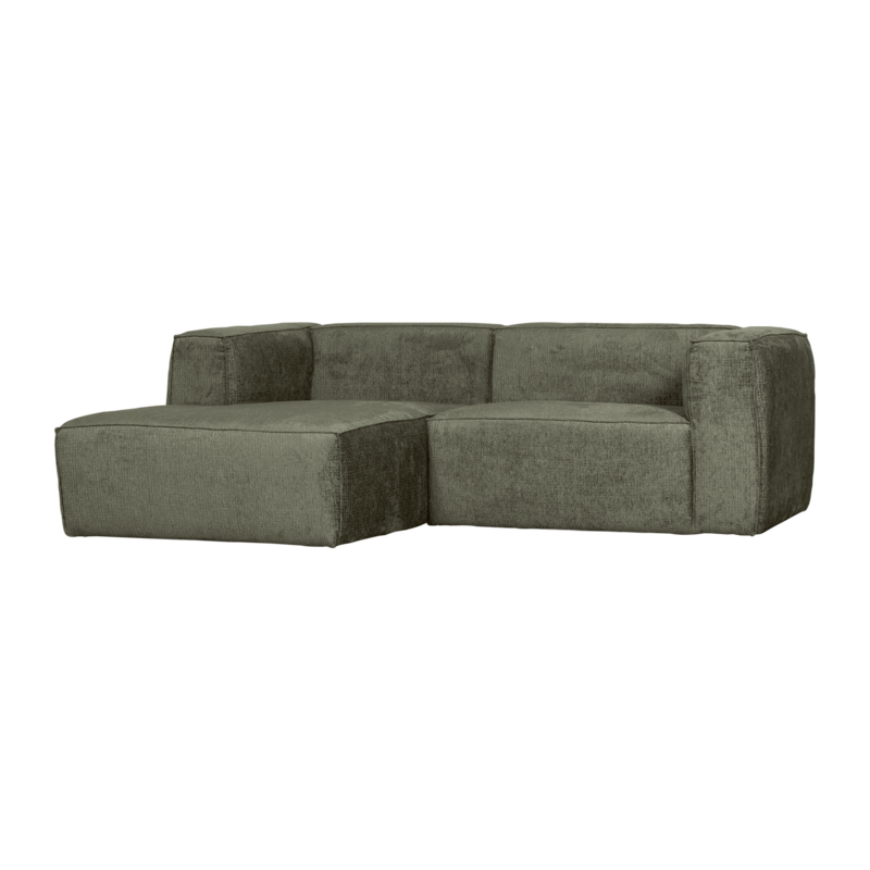WOOOD-collectie BEAN CHAISE LONGUE BANK LINKS STRUCTURE VELVET MOSS