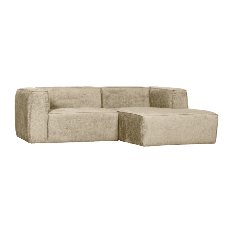 WOOOD-collectie BEAN CHAISE LONGUE BANK RECHTS STRUCTURE VELVET BUTTERMILK