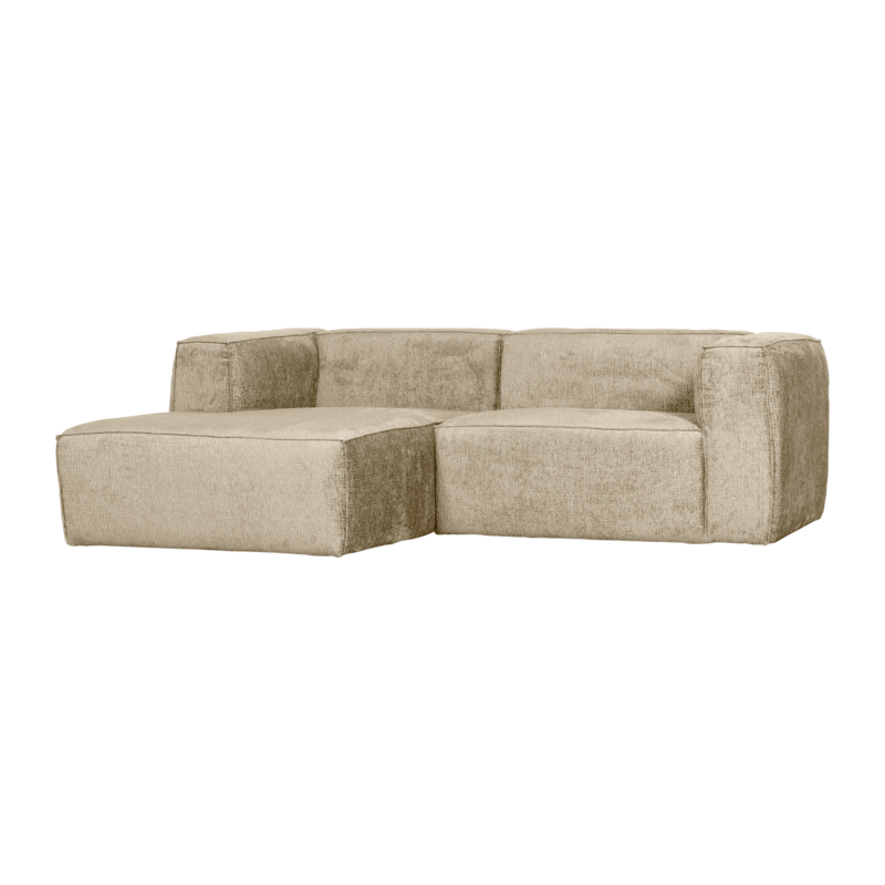 WOOOD-collectie BEAN CHAISE LONGUE BANK LINKS STRUCTURE VELVET BUTTERMILK