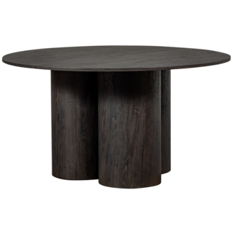 WOOOD Oona eettafel ronde poot met 3-poot MDF donkerbruin dia 140 cm