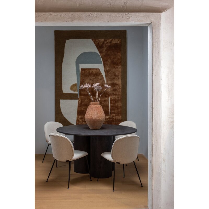 WOOOD Oona eettafel ronde poot met 3-poot MDF donkerbruin dia 140 cm