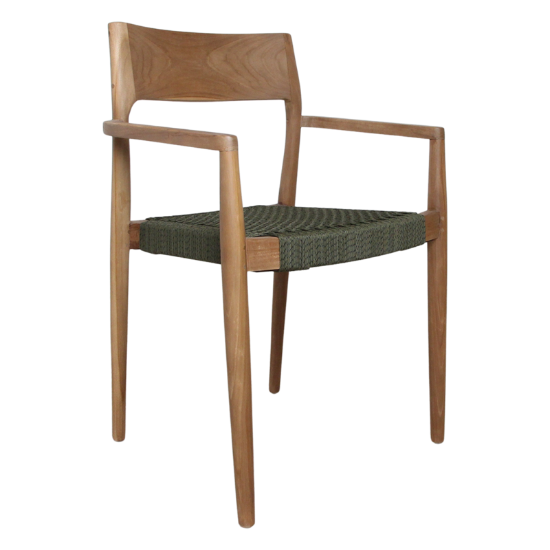 Raw Materials-collectie Freya donker teakhouten tuinstoel met armleuning -Groen (set of 2)