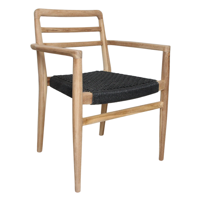 Raw Materials-collectie Verano teak tuinstoel met armleuning - Zwart (set of 2)