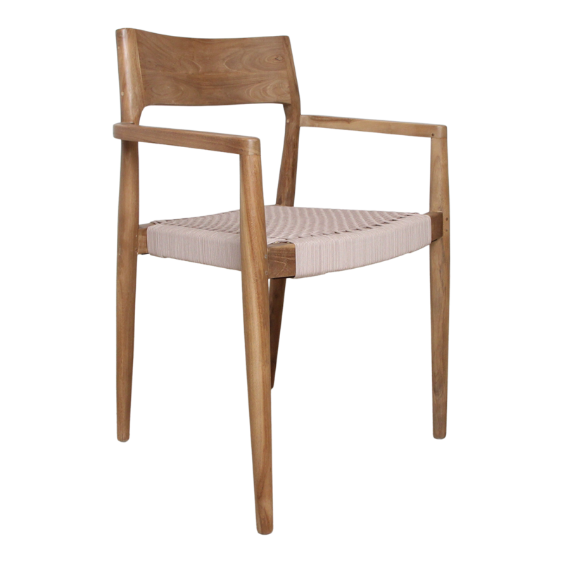 Raw Materials-collectie Freya donker teakhouten tuinstoel met armleuning - Naturel (set of 2)