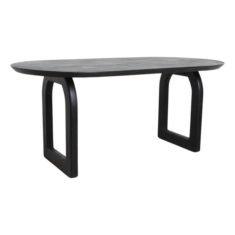 Raw Materials-collectie Bullnose dining table - black - 180 - open base