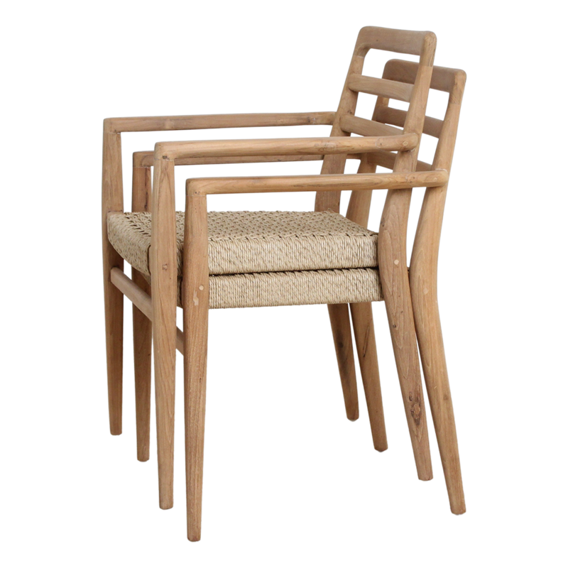 Raw Materials-collectie Verano teak tuinstoel met armleuning - Naturel (set of 2)