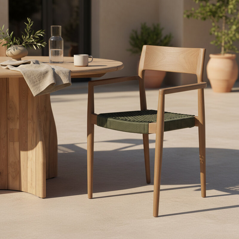 Raw Materials-collectie Freya donker teakhouten tuinstoel met armleuning -Groen (set of 2)