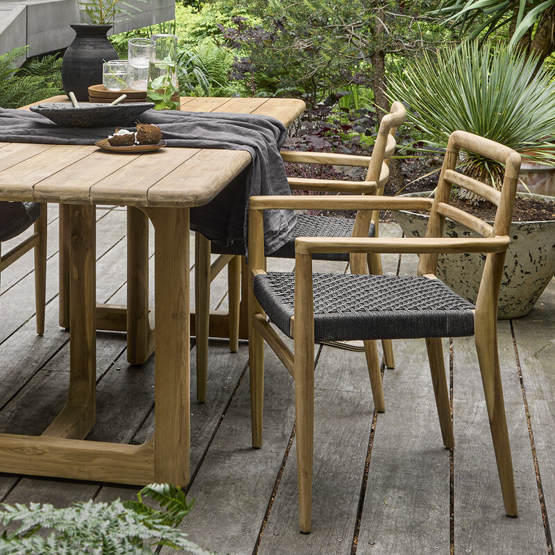 Raw Materials-collectie Verano teak tuinstoel met armleuning - Zwart (set of 2)