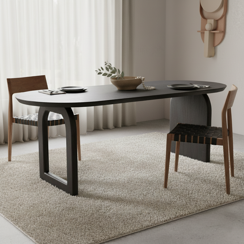 Raw Materials-collectie Bullnose dining table - black - 240 cm - mix base black 240 cm