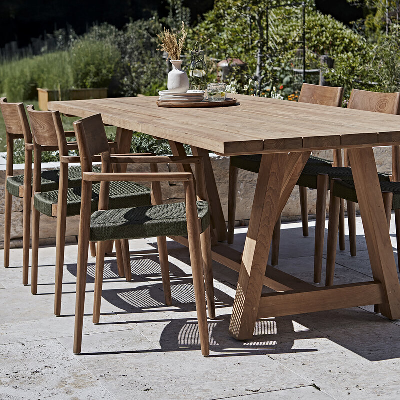 Raw Materials-collectie Freya donker teakhouten tuinstoel met armleuning -Groen (set of 2)