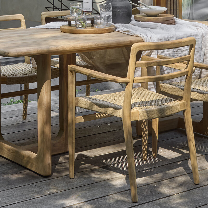 Raw Materials-collectie Verano teak tuinstoel met armleuning - Naturel (set of 2)
