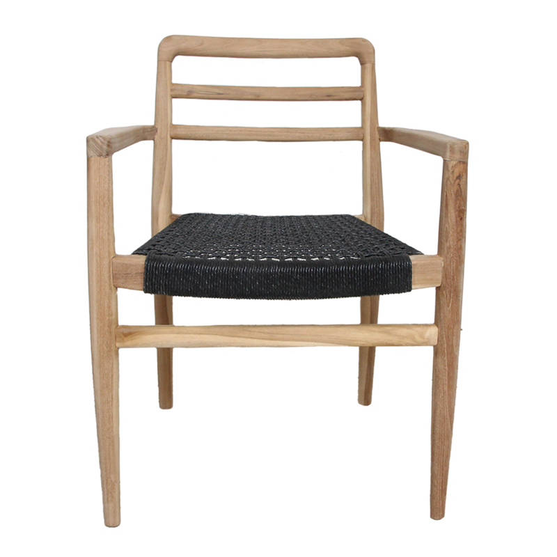 Raw Materials-collectie Verano teak tuinstoel met armleuning - Zwart (set of 2)