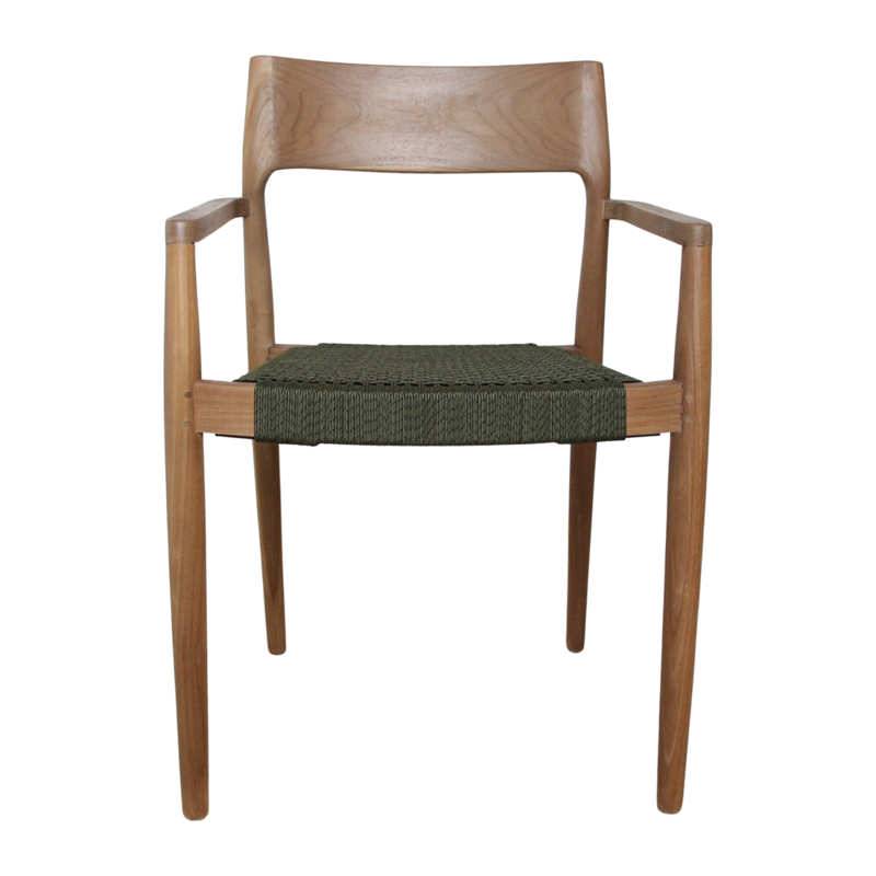 Raw Materials-collectie Freya donker teakhouten tuinstoel met armleuning -Groen (set of 2)