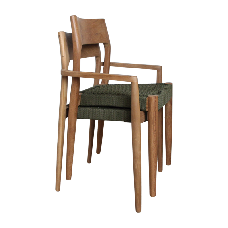 Raw Materials-collectie Freya donker teakhouten tuinstoel - Groen (set of 2)