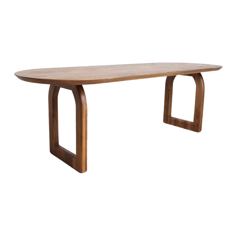 Raw Materials-collectie Bullnose dining table - brown - 200 - open base
