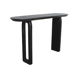 Raw Materials Bullnose mangohouten wandtafel zwart -140x35x80 cm