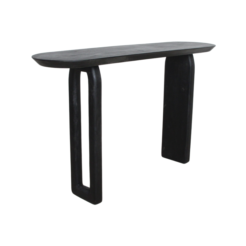 Raw Materials-collectie Bullnose mangohouten wandtafel zwart -140x35x80 cm