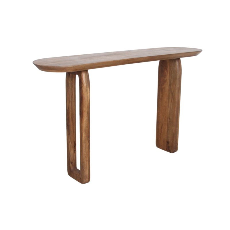 Raw Materials-collectie Bullnose mangohouten wandtafel bruin -140x35x80 cm