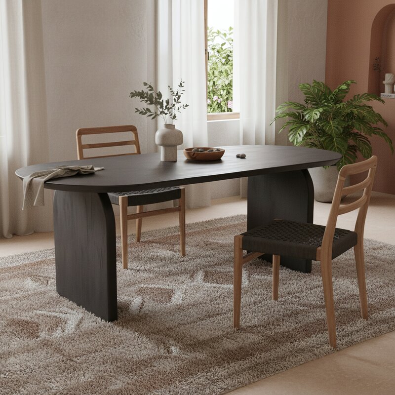 Raw Materials-collectie Bullnose dining table - black - 240 cm - closed base black 240 cm