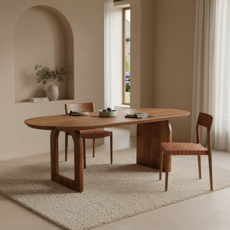 Raw Materials-collectie Bullnose dining table - brown - 240 - mix base