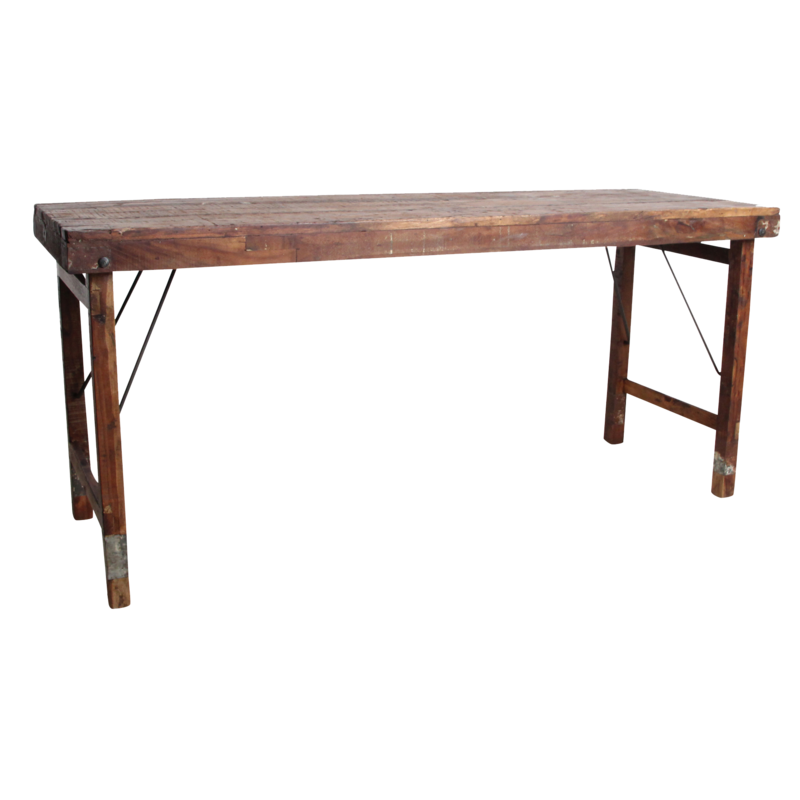 Raw Materials-collectie Inklapbare vintage eettafel - Gerecycled hout - 173x60x76 cm