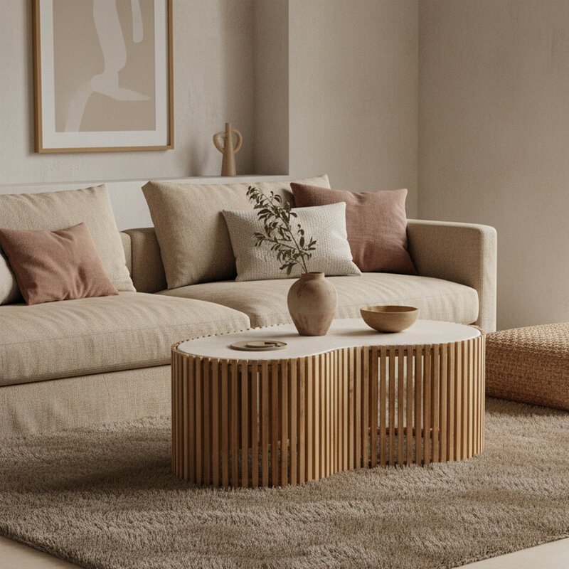 Raw Materials-collectie Infinity marmeren salontafel Pool - 93x54x35 cm