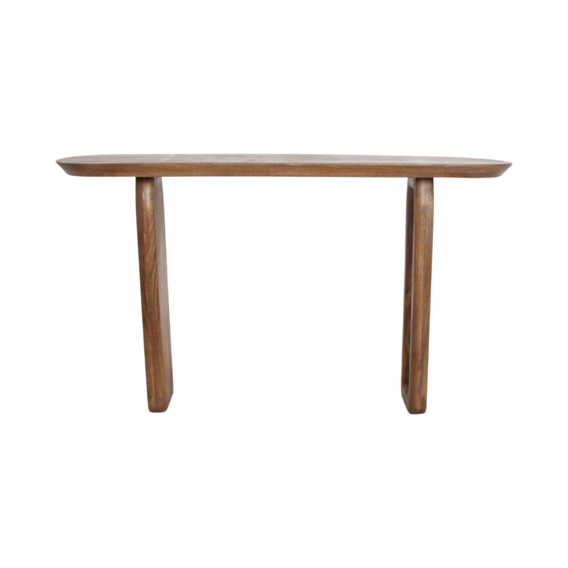 Raw Materials-collectie Bullnose mangohouten wandtafel bruin -140x35x80 cm