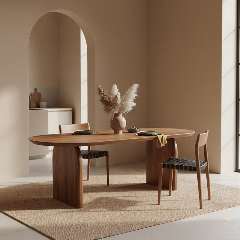 Raw Materials-collectie Bullnose dining table - brown - 200 - closed base