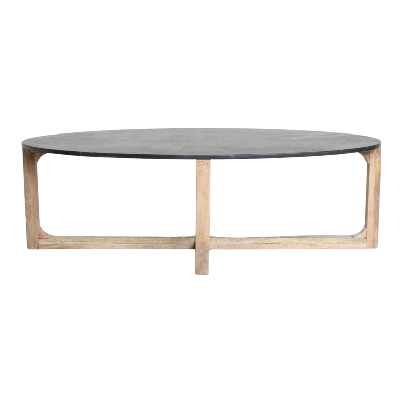 Raw Materials-collectie Ovale marmeren salontafel - Zwart - 120x60x38 cm