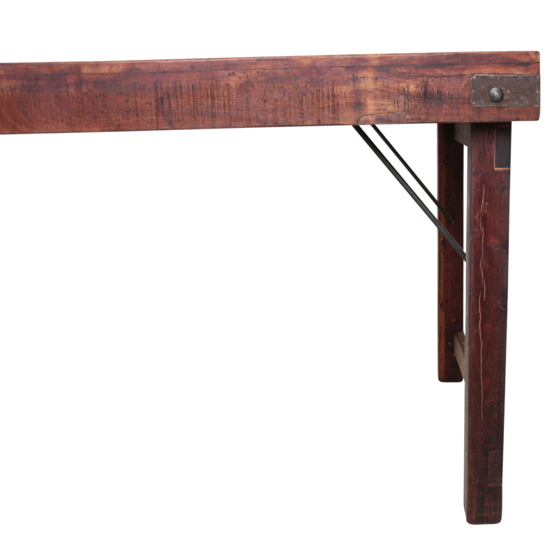 Raw Materials-collectie Inklapbare vintage eettafel XL - Gerecycled hout - 190x80x76 cm