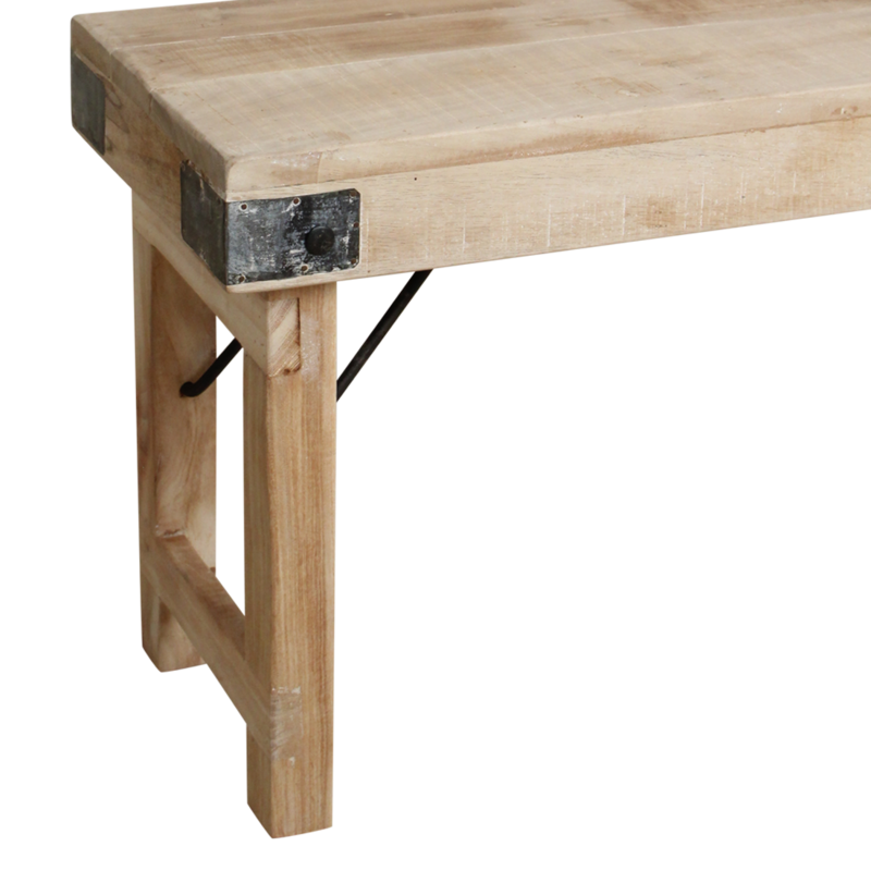 Raw Materials-collectie Limewash inklapbare eetkamerbank - FSC-gerecycled hout -120 cm