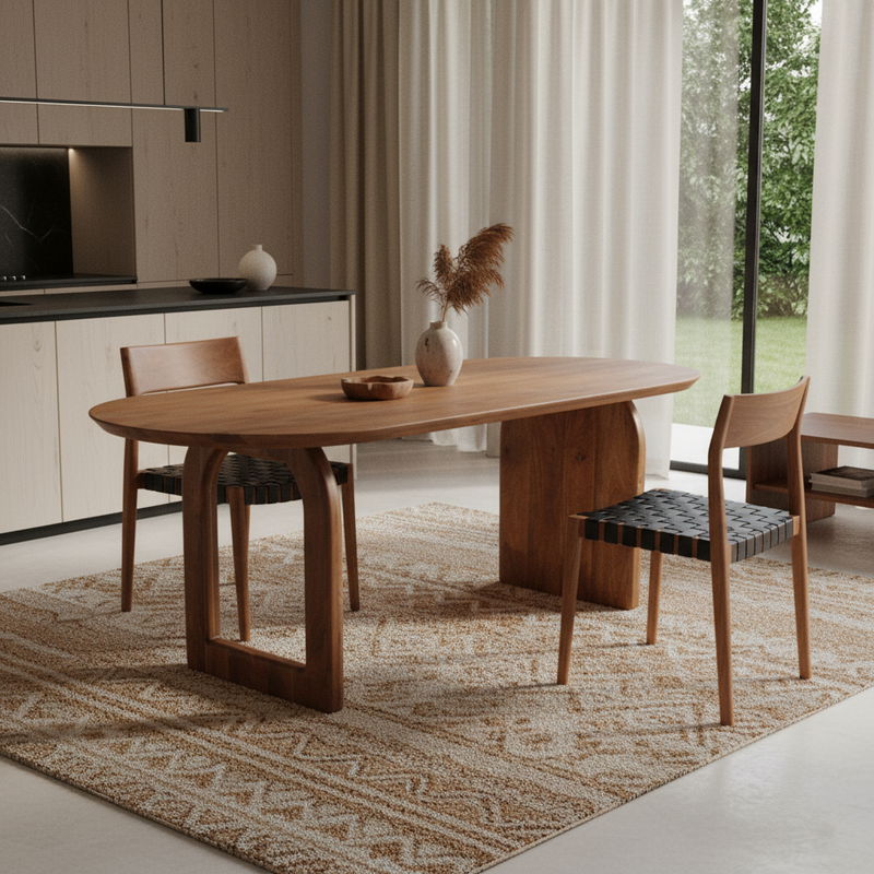 Raw Materials-collectie Bullnose dining table - brown - 180 - mix base