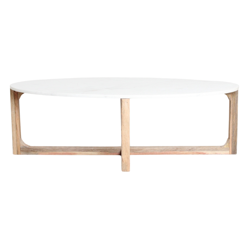 Raw Materials-collectie Ovale marmeren salontafel - Wit - 120x60x38 cm