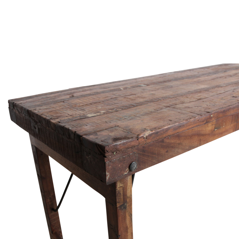 Raw Materials-collectie Inklapbare vintage eettafel - Gerecycled hout - 173x60x76 cm